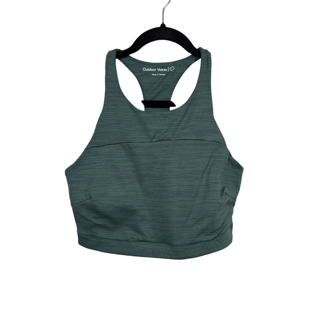 Outdoor Voices Sports Bra Womens Large Green Doing Things High Neck Racerback